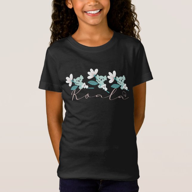 Camiseta Corante Koala Pattern Cute Animal e Floral (Frente)