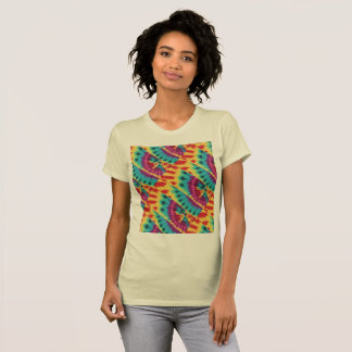 Camiseta Corante Misturado Púrpura Amarelo Turquesa