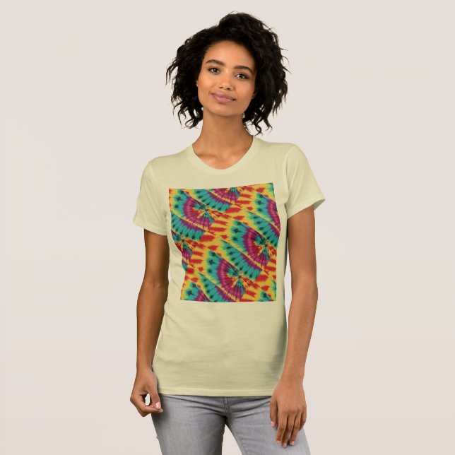 Camiseta Corante Misturado Púrpura Amarelo Turquesa (Frente Completa)