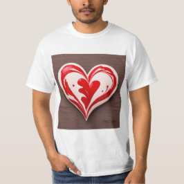 Camiseta Corazón Artesanal en Madera Oscura
