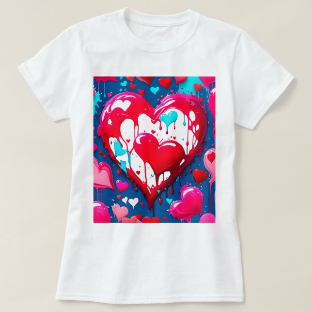 Camiseta Corazones derretidos (Frente do Design)