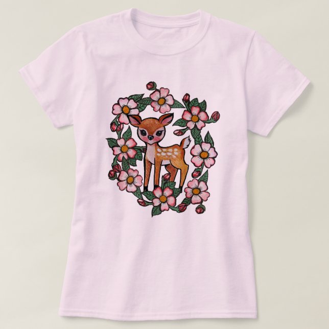 Camiseta Corça Floral (Frente do Design)