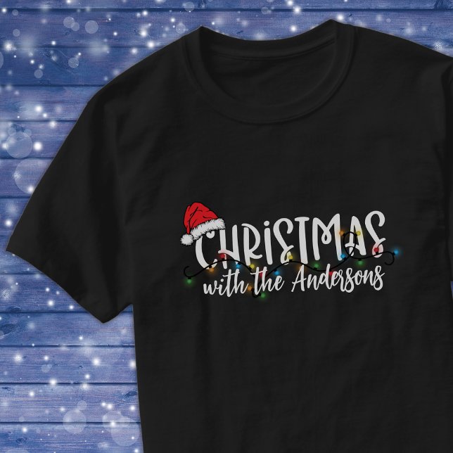 Camiseta Corda da Família Correspondente Luz Natal (Criador carregado)