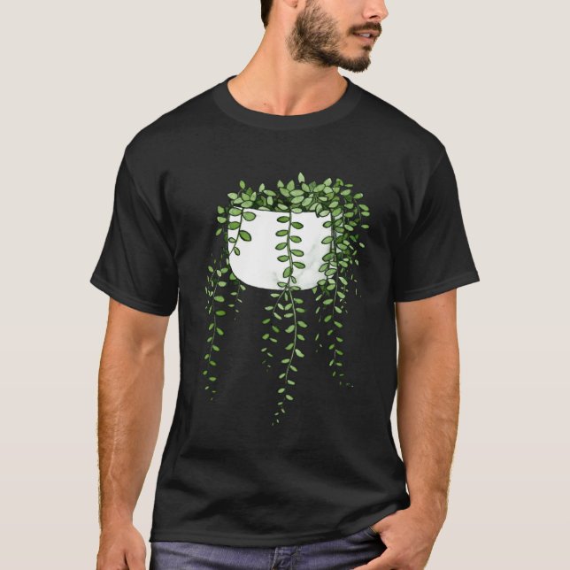 Camiseta Corda De Pérolas Miçangas Curio Rowleyanus Flor (Frente)