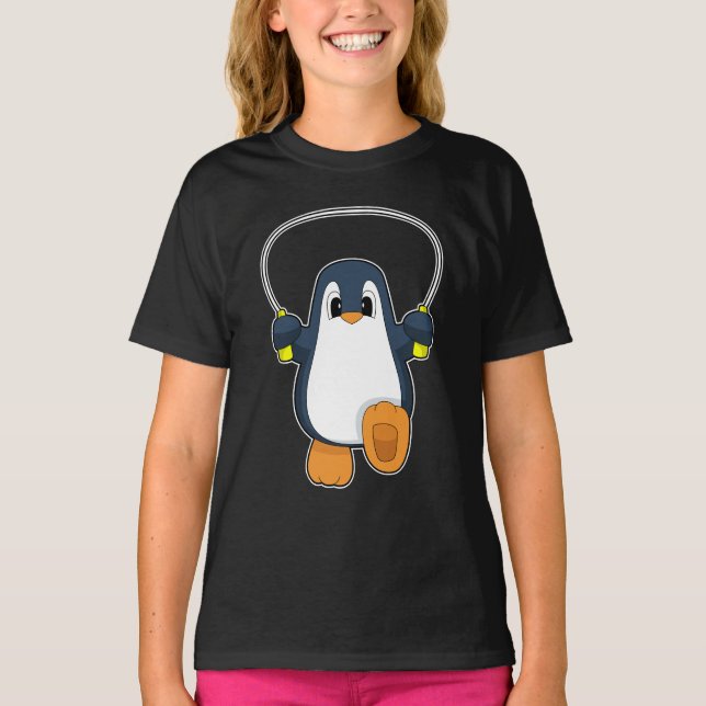 Camiseta Corda de Pinguim pulando corda de Pinguim (Frente)