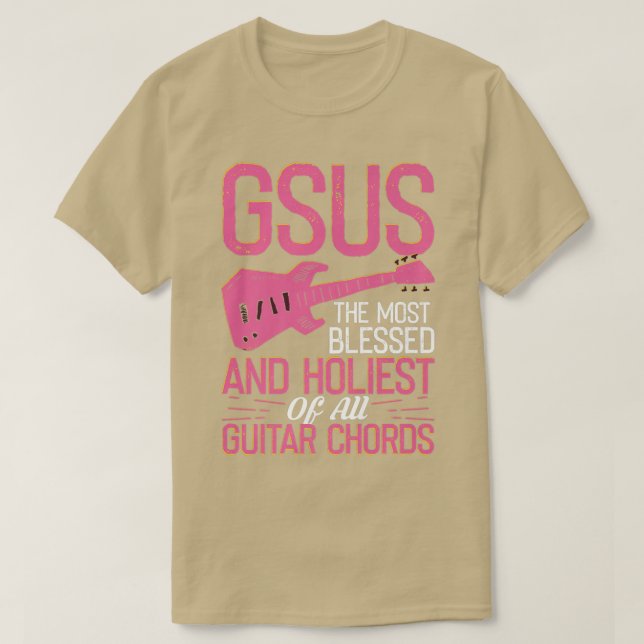 Camiseta Cordas De Violão GSUS Com Violão Elétrico453 (Frente do Design)