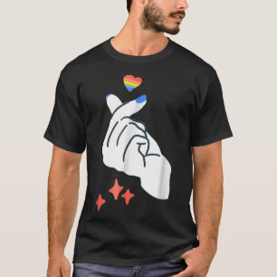 Camiseta Coreano Gay de Coração de Dedos LGBTQ Kpop Kdram