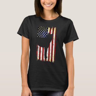 Camiseta Coreano Jindo Dog Silhouette American Flag 4th Of 