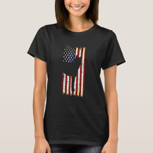 Camiseta Coreano Jindo Dog Silhouette American Flag 4th Of 
