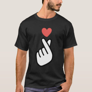 Camiseta Coreano K-Pop I Te Amo Símbolo De Coração De Mão S