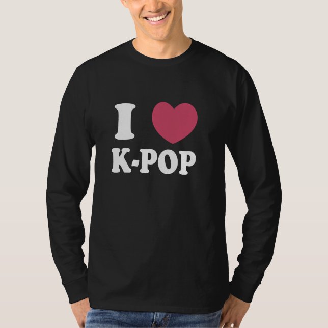 Camiseta Coreano, pop, Encaixe o dedo do coração te ama (Frente)