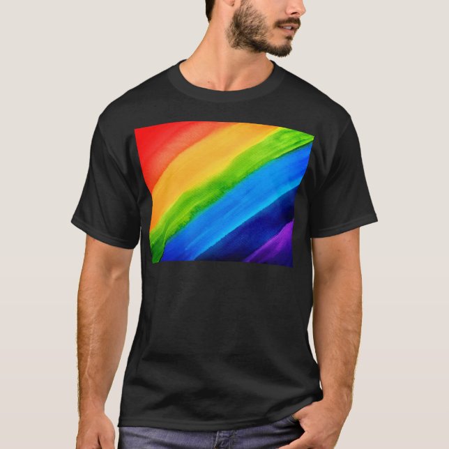 Camiseta Cores arco-íris de aquarela (Frente)