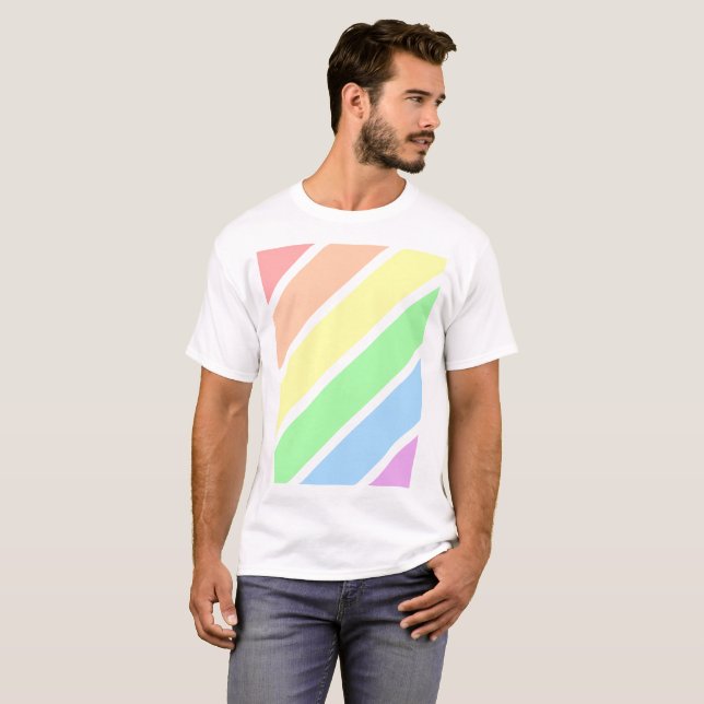 Camiseta Cores arco-íris Orgulho gay de Pastel LGBT Suave  (Frente Completa)