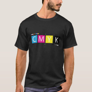 Camiseta Cores CMYK Pré-Impressão Designer Gráfico Impresso