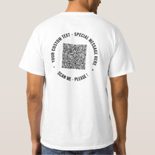 Camiseta Cores Código QR e Texto personalizado Seu presente