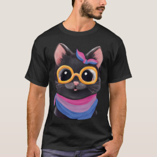 Camiseta Cores da Bandeira Bissexual um Gato Fofo para a Co