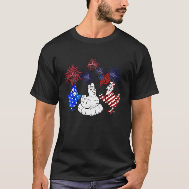 Camiseta Cores da Bandeira de Frango Frango  Bandeira Ameri (Frente)