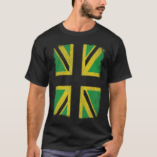 Camiseta cores da bandeira jamaicana no Union Jack britânic