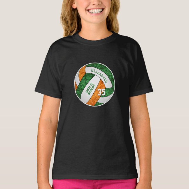 Camiseta Cores da equipe de vôlei verde-laranja (Frente)