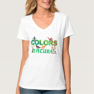 Camiseta Cores da natureza aves coloridas da selva desenhos