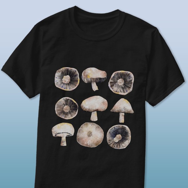 Camiseta Cores d'água do cogumelo (Mushrooms or toadstools watercolor art t-shirt)