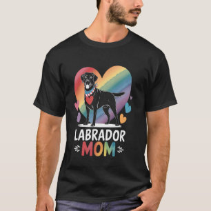 Camiseta Cores de Arco-íris Labrador Mamãe e Grande Coração