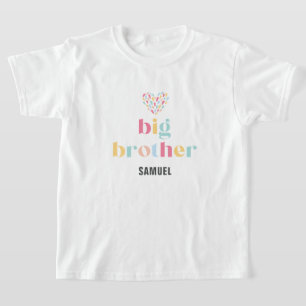 Camiseta Cores de Arco-Íris Pastel Chá de Bebê Irmão Mais V