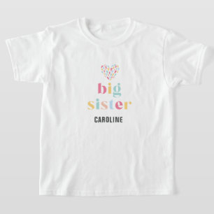 Camiseta Cores de Arco-Íris Pastel Chás de Bebê Irmã Mais V
