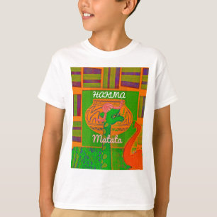 Camiseta Cores de Girafa Verde Rasta Ouro Vermelho Africano