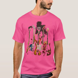 Camiseta Cores de Guitarra Músico Colorido Guitarra Para Gu
