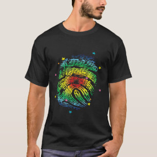 Camiseta Cores de Impressão Digital Notas do Musical Player
