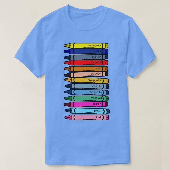 Camiseta Cores de Pastel de Cera Extintas (Frente do Design)