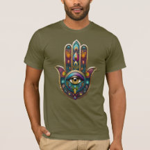 Cores de Pavão Hamsa com Terceiro Olho Dourado