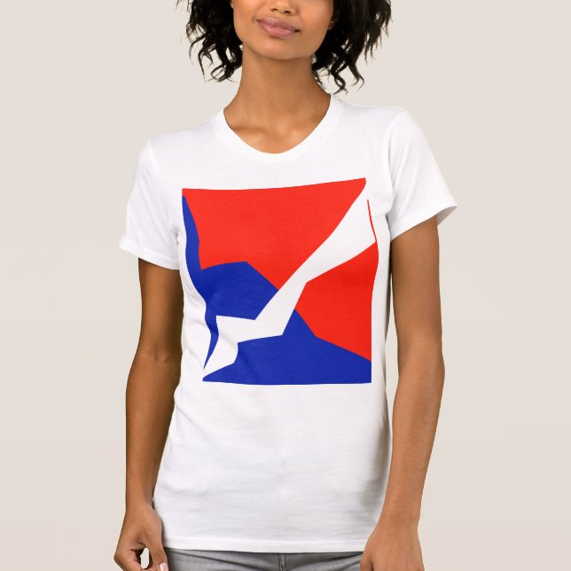 Camiseta Cores de Sinalizador Branco Vermelho Azul (Frente)