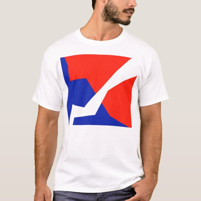 Camiseta Cores de Sinalizador Branco Vermelho Azul (Frente)