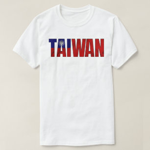 Camiseta Cores de Sinalizador Vermelho Branco Azul de Taiwa