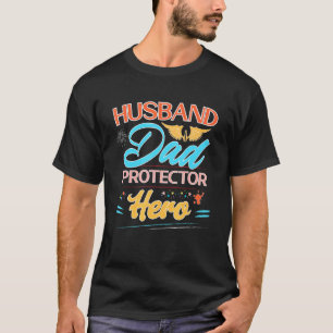 Camiseta Cores de Vintagem Herói do Protetor do Pai Marido