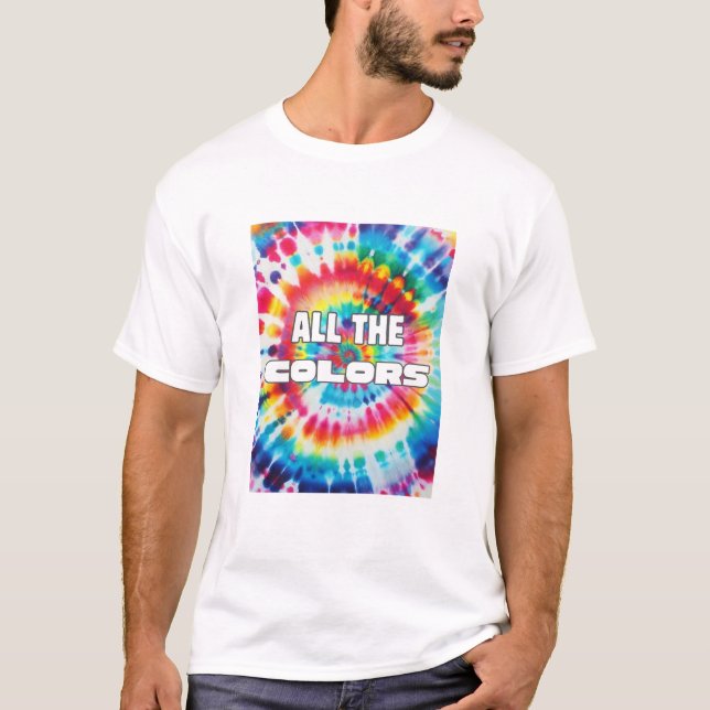 Camiseta Cores do Arco-íris Retro Tie-Dye  (Frente)