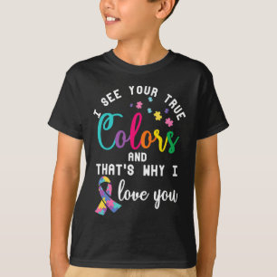 Camiseta Cores do Autismo Verdadeiro Fita de Conscientizaçã