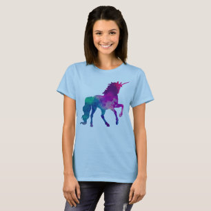 Camiseta Cores do céu do unicórnio da galáxia Azul e Roxo,