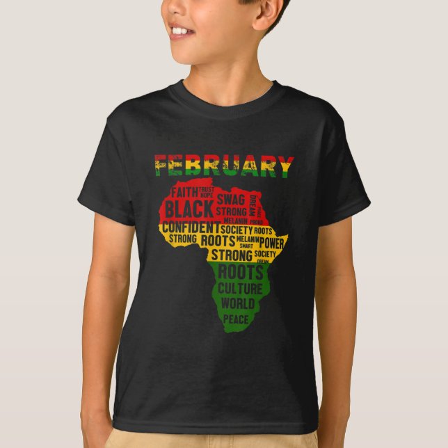 Camiseta Cores do Mapa Africano do Mês da História Negra (Frente)