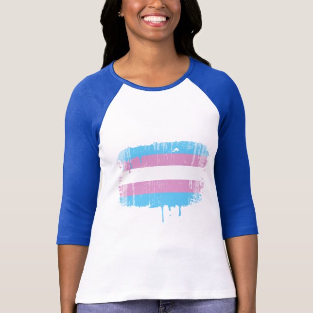 Camiseta Cores do orgulho do Transexual afligidas (Frente)