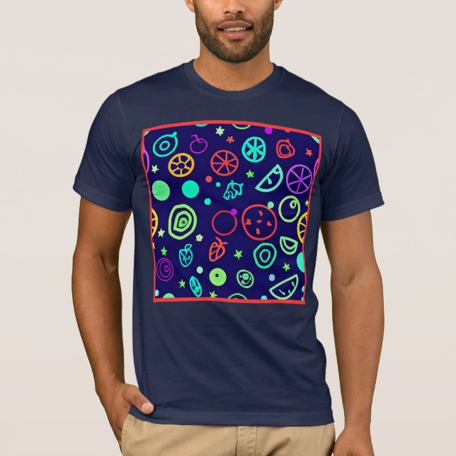 Camiseta Cores do padrão Neon Fruta (Frente)