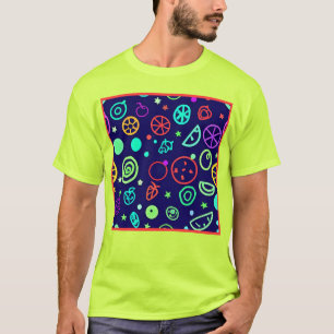Camiseta Cores do padrão Neon Fruta
