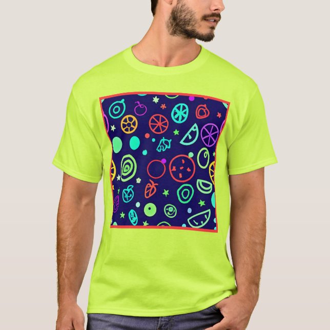 Camiseta Cores do padrão Neon Fruta (Frente)