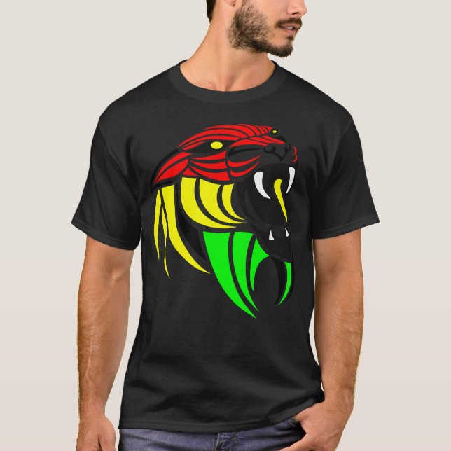 Camiseta Cores do Sinalizador do Lion Reggae (Frente)