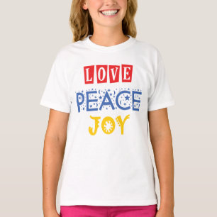 Camiseta Cores e Palavras Vibrantes: Amar Joia da Paz