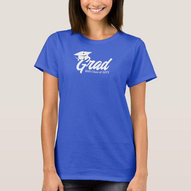 Camiseta Cores Escolares Azul e Branco Dia de Formatura Per (Frente)