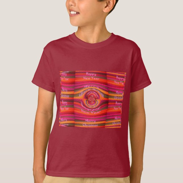Camiseta Cores Felizes Desenho de Feliz ano novo de Natal F (Frente)