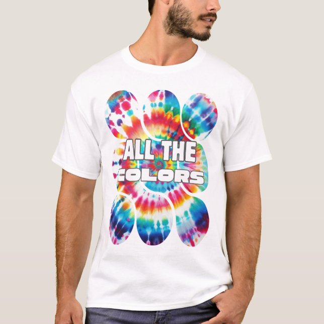 Camiseta Cores Funky Retro Tie-Dye  (Frente)